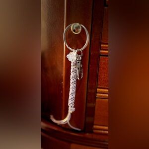 Braided Floral Keychain with Silver Clip